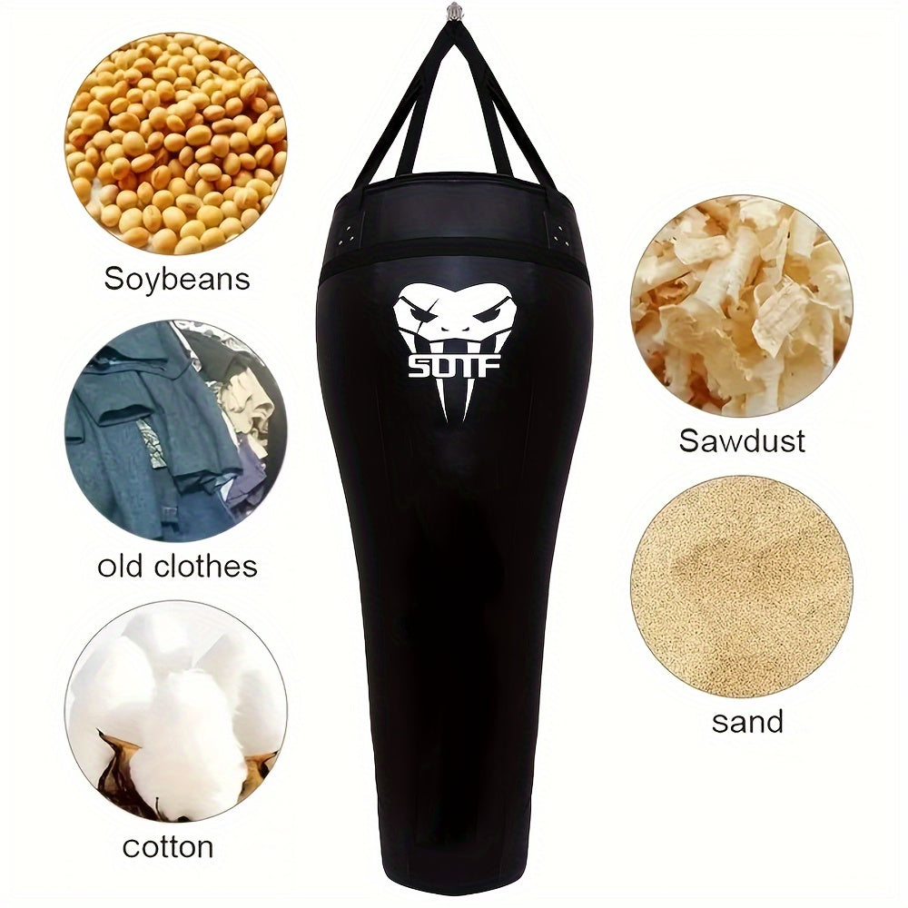 Premium Faux Leather Boxing Sandbag - Hanging Microphone Hook Design for Adults, Ideal for Muay Thai & Fitness Training