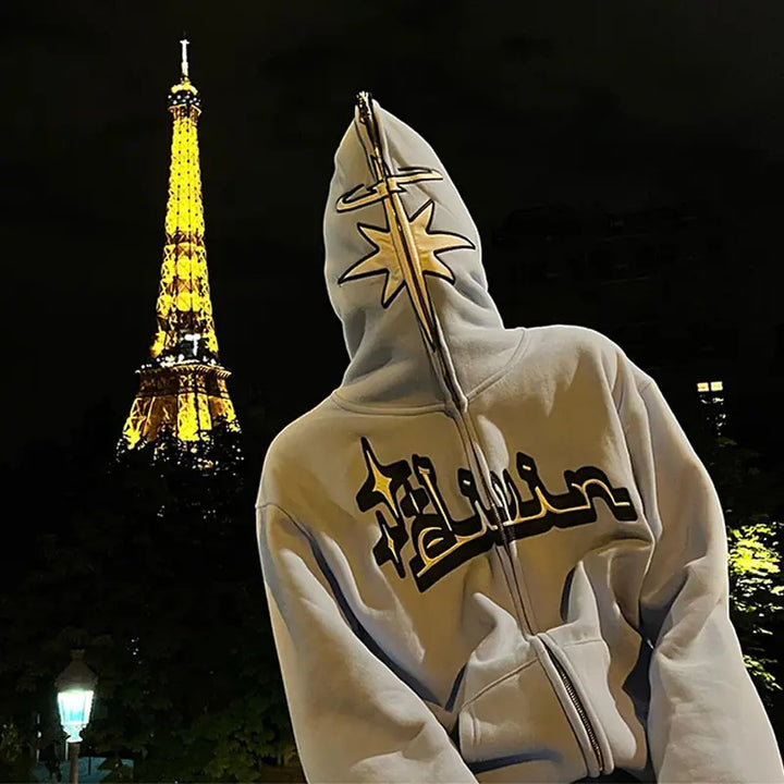 Full Zip Star Print Hoodies