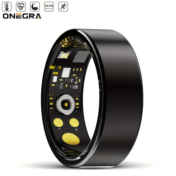 ONEGRA Smart Ring, Stainless Steel Wireless Fitness Tracker with IP68 Water Resistance, Remote Control, USB Rechargeable Lithium Polymer Battery, for Men and Women - Ideal for Parties & Special Occasions