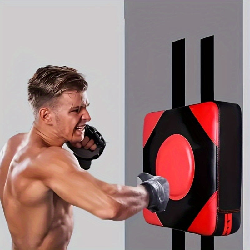 Faux Leather Wall-Mounted Boxing Bag - Non-Impact Installation, Universal Impact Pad for Boxing, MMA, Muay Thai, Karate - Durable,  Red