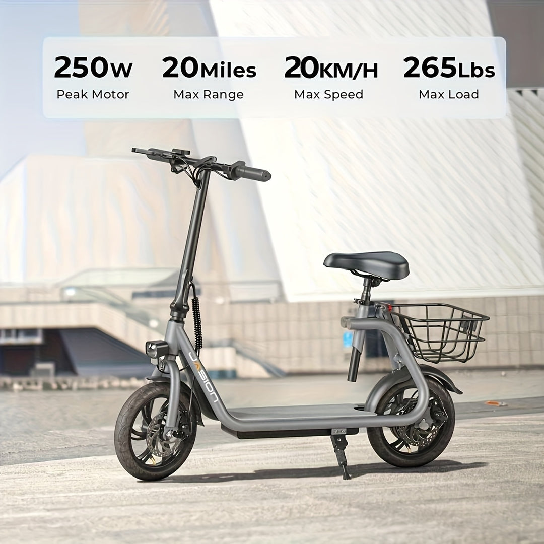 Jasion Adult Electric Scooter, 250 Watt Rated Motor Electric Scooter, Top Speed 20KM/H With Dual Brakes, Foldable Commuter Electric Scooter JS3 NO, ABE