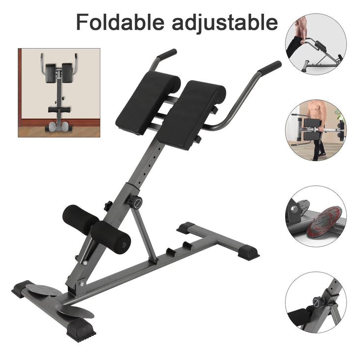 6in1 AB Workout Equipment Adjustable Roman Chair Back Hyperextension Bench Health Fit Dumbbell Trainer incl Dip Bar for Strengthening Foldable Multi-Workout Sit Up Home Trainer