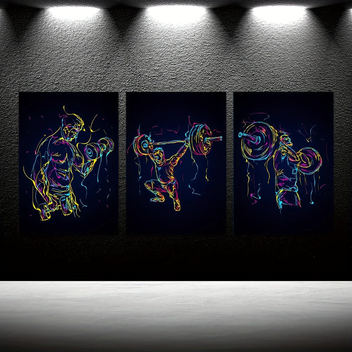 3pcs 15.7*23.6in/40cm*60cm Frameless Modern Abstract fitness muscle man Wall Art Canvas Painting Art for Living Room Cuadros Decor No Frame