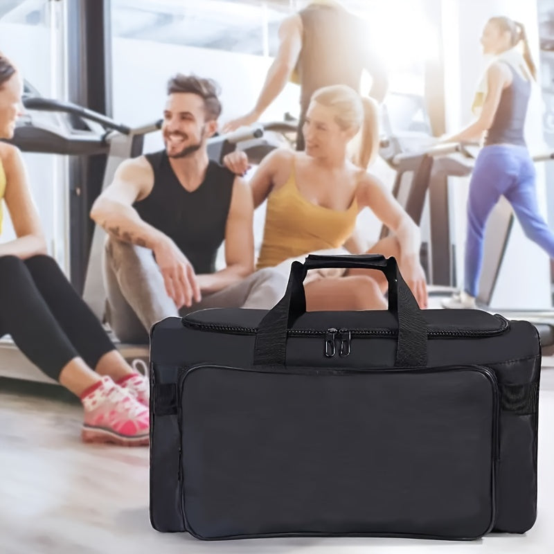 Large Capacity Nylon Duffel Bag with Shoe Compartment - Ideal for Gym, Weekend Getaways & Outdoor Activities, Water-Resistant, Black