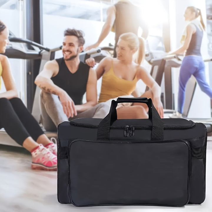 Large Capacity Nylon Duffel Bag with Shoe Compartment - Ideal for Gym, Weekend Getaways & Outdoor Activities, Water-Resistant, Black