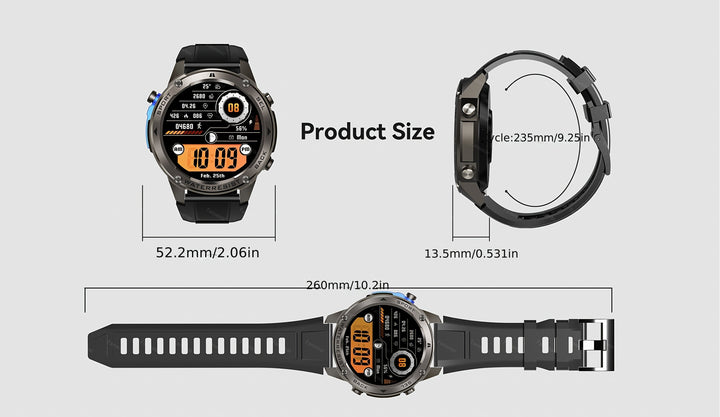 Fanwear GPS Smart Watch with GPS, Compass, Altitude, Air Pressure, Swimming, Triathlon, Timer, 5ATM Waterproof, Stop Watch, 170+ Sports Mode, Automatic Recognition Of Motion Patterns, 500mAh USB-Charged Battery, ATS3085L Chip