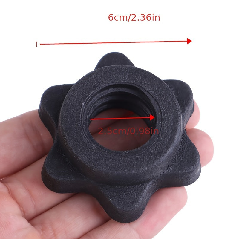 1pc High-Quality Plastic Dumbbell Hex Nut - Secure Spinlock Collar for Barbells & Training Bars, Black Star-Shaped Design with Central Hole