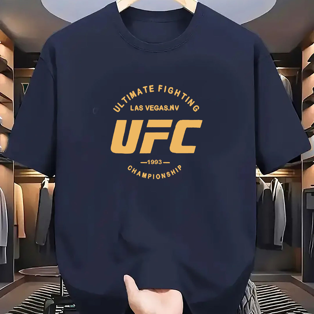 UFC Ultimate Fighting Championship 1993 Elegant Polyester T-Shirt for Men - Knit Fabric, Round Neck, Casual, Breathable, Comfortable, Summer Collection