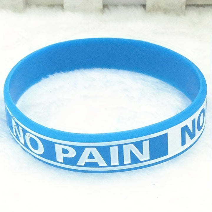 1pc "No Pain No Gain" Motivational Silicone Bracelet - Durable Black Rubber Wristband with Inspirational Quote, Ideal for Sports & Fitness Enthusiasts