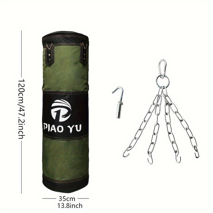 1pc PIAO YU Durable Canvas Sandbag for Karate & Kickboxing - 59.94cm to 149.86cm Adjustable, Versatile for Home Gym Use with, Wood Chips, Soybean & Sand Filling Options