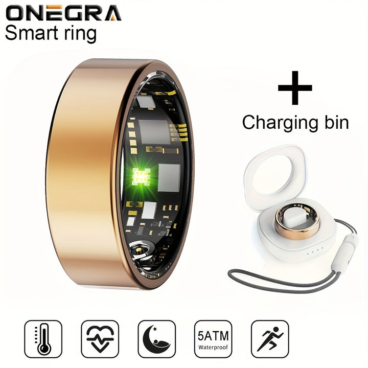 ONEGRA Smart Ring, Stainless Steel Wireless Fitness Tracker with IP68 Water Resistance, Remote Control, USB Rechargeable Lithium Polymer Battery, for Men and Women - Ideal for Parties & Special Occasions