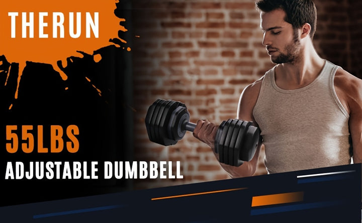 THERUN Quick Adjustable Weight Dumbbells, 5-speed Adjustable 6.5KG/11KG/15.5KG/20KG/24.5KG, Pair Of Total Weight 49KG, Men's And Women's Fitness Home Dumbbells