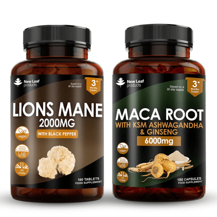 Lions Mane Mushroom + Maca Root Extract Bundle | 3 Months Supply