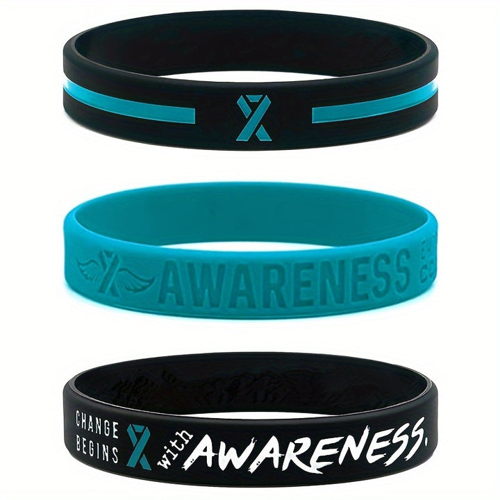 3pcs Silicone Wristband Bracelets, Symbolizing Hope, Courage, Strength