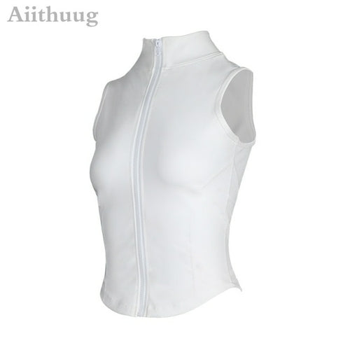 Aiithuug Athletic Zip Up Sweat Vest Jacket Sleeveless Running Yoga