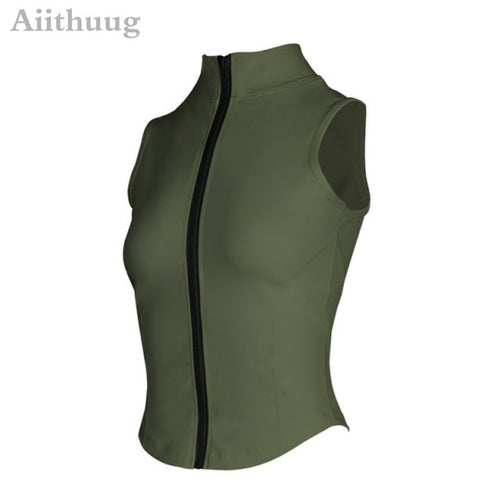 Aiithuug Athletic Zip Up Sweat Vest Jacket Sleeveless Running Yoga