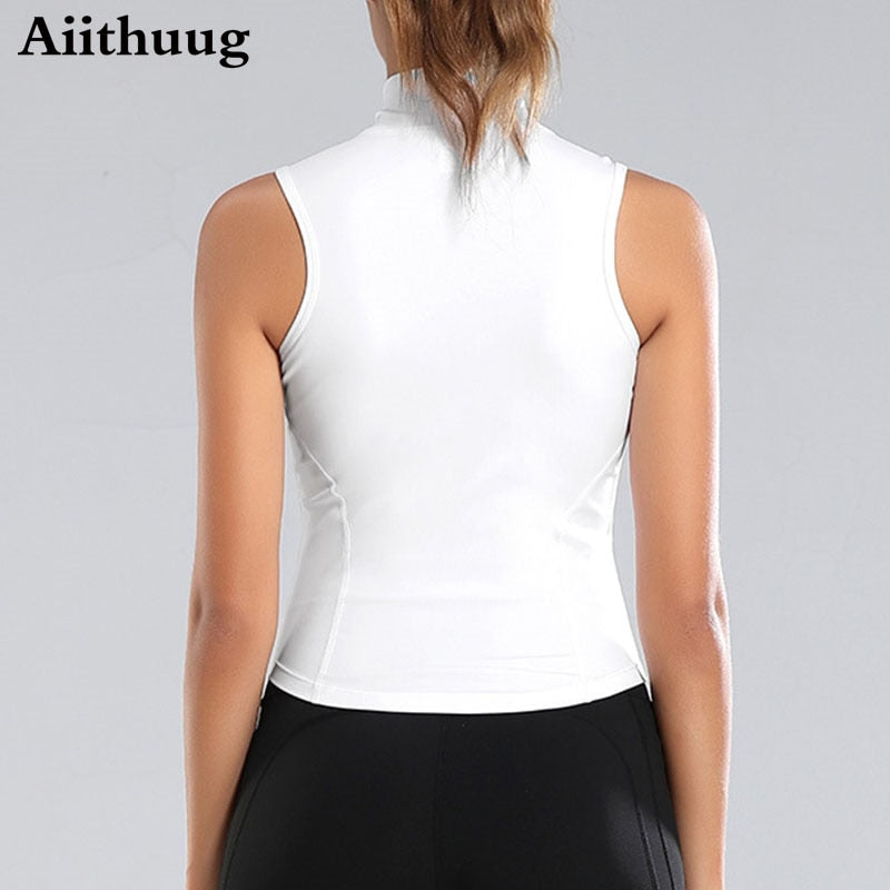 Aiithuug Athletic Zip Up Sweat Vest Jacket Sleeveless Running Yoga