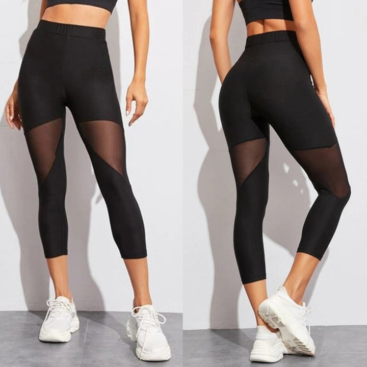 Black Patchwork Mesh Leggings Women's Jeggings Legins Women Leggins