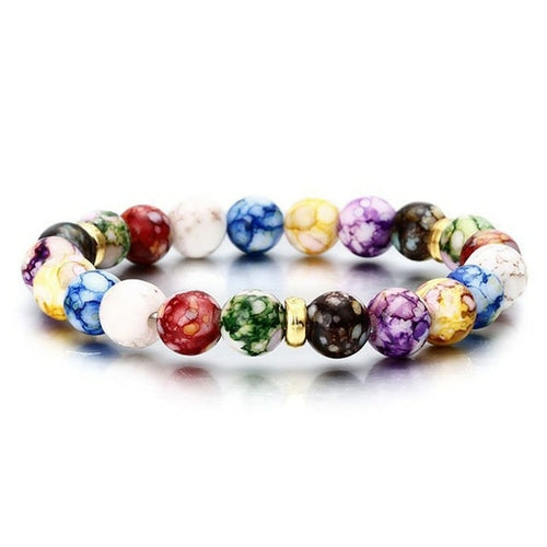 Classic 7 Chakra Beads Bracelet Natural Stone Black Rope Braided Yoga