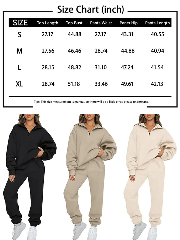 Womens 2 Piece Outfits Long Sleeve Sweatsuits Sets Half Zip Sweatshirts with Joggers Sweatpants Xmasgreen Large