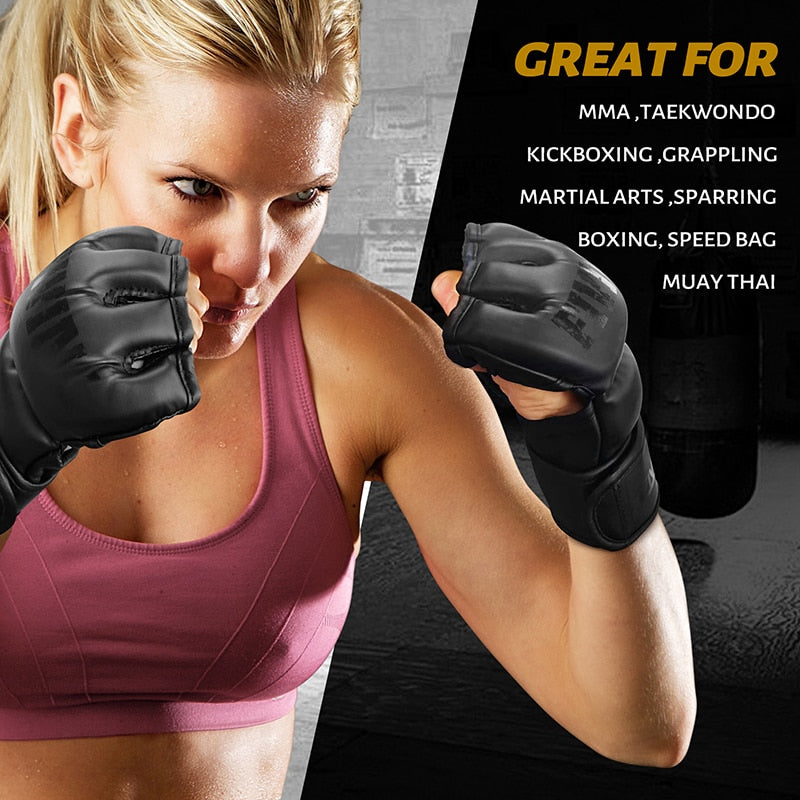 FIVING Half Finger Boxing Gloves PU Leather MMA Fighting Kick Boxing