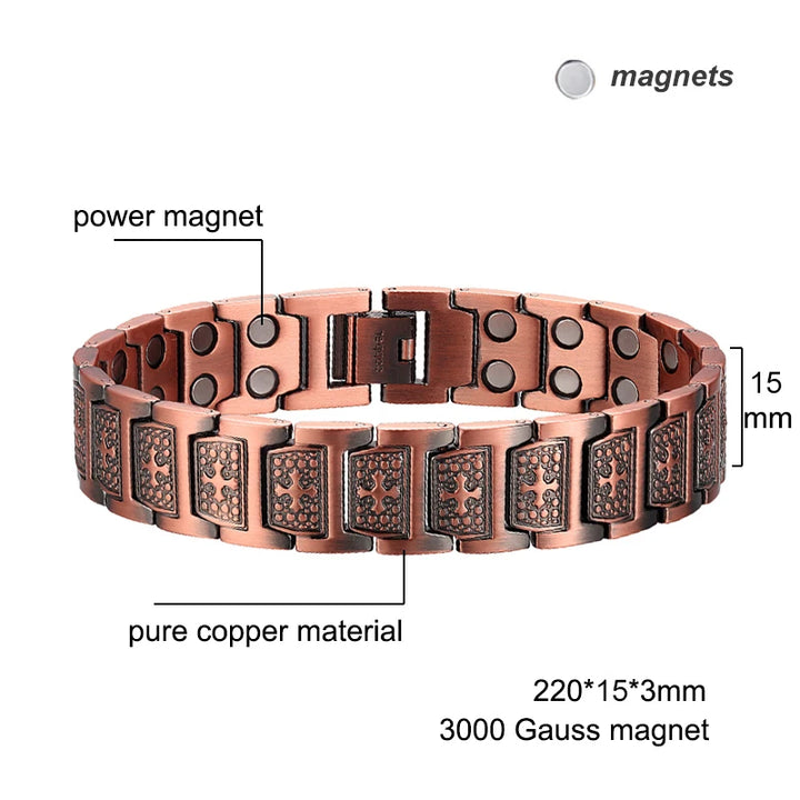 Men Magnetic Health Bracelet Pure Copper Power Energy Bracelet For Men Blood Pressure Magnets Bangles