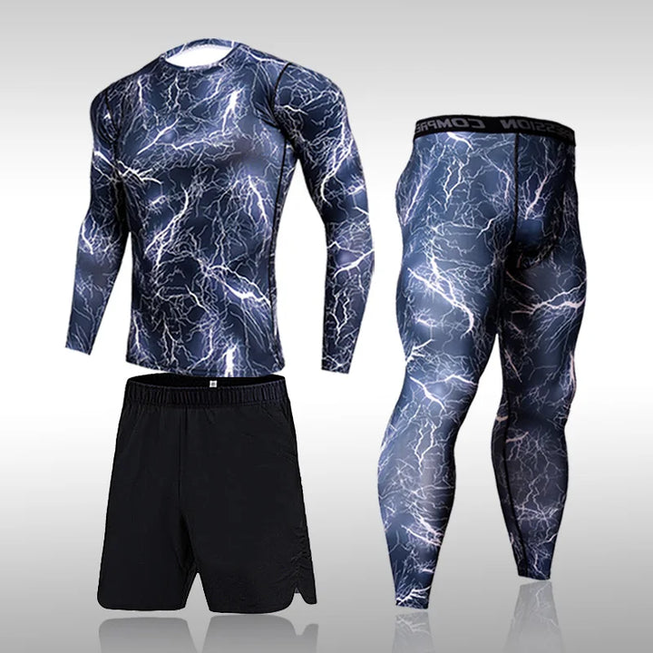 Quick Dry Camouflage Men's Running Sets Compression Sports Suits Skinny Tights Clothes Gym Rashguard Fitness Sportswear Men 2025