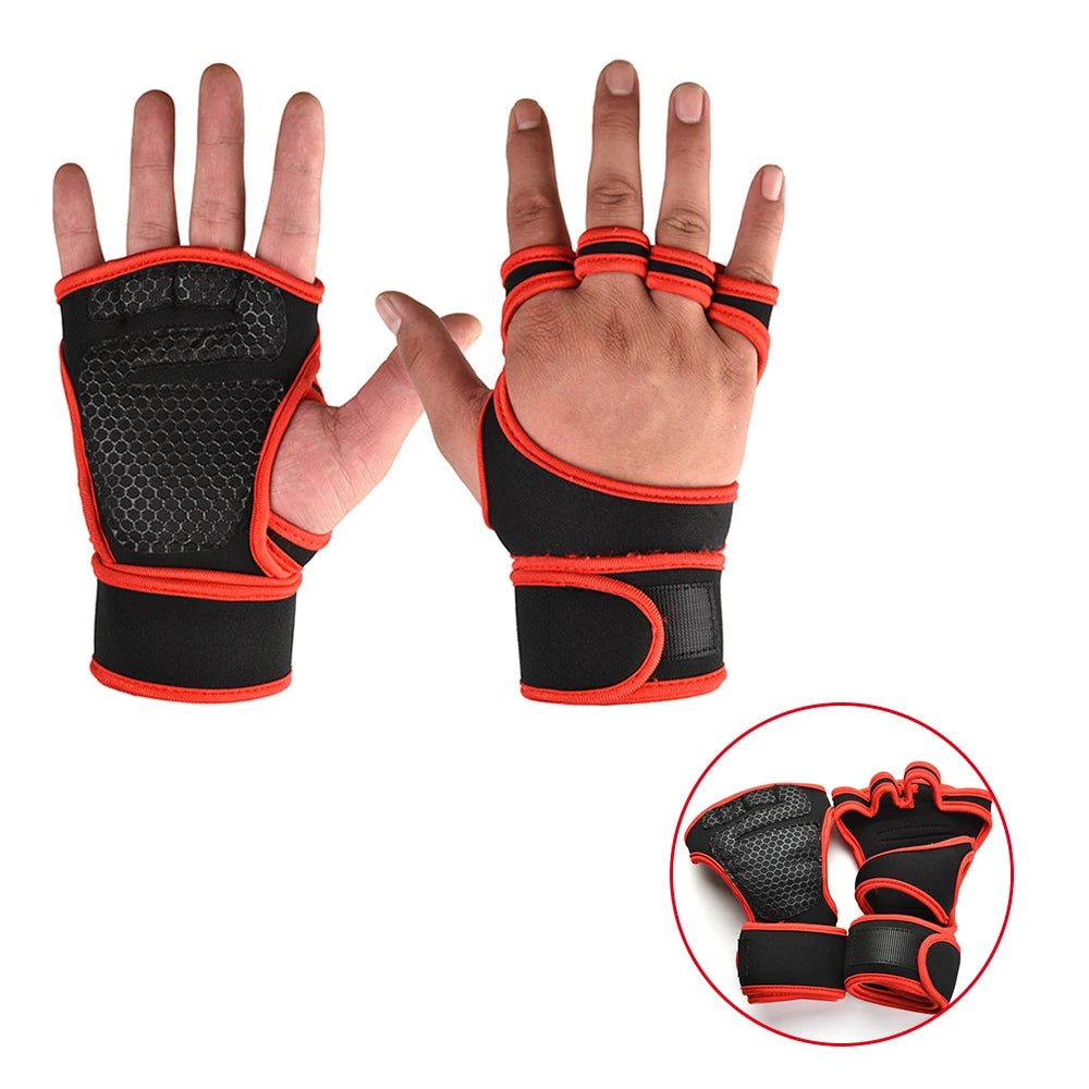 1 Pairs Weightlifting Training Gloves for Men Women Fitness Sports Body Building Gymnastics Gym Hand Wrist Palm Protector Gloves