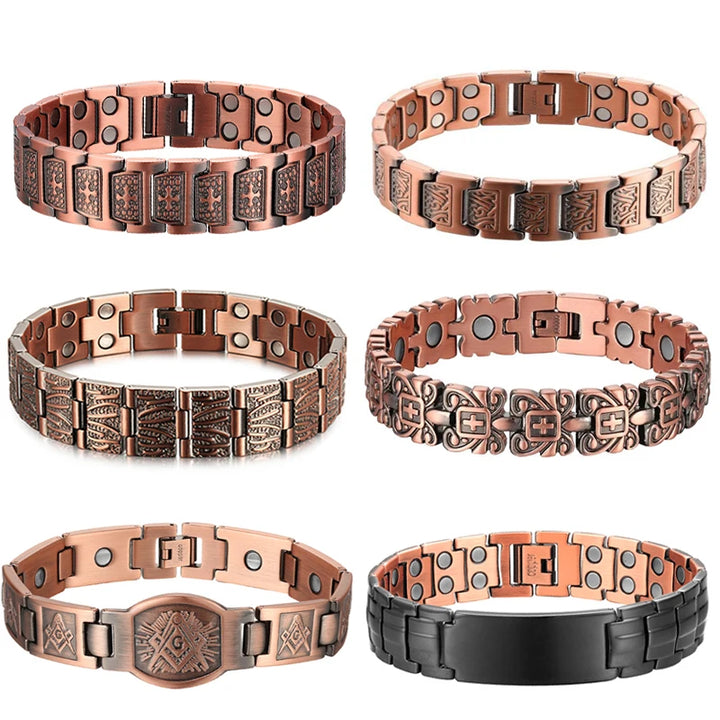 Men Magnetic Health Bracelet Pure Copper Power Energy Bracelet For Men Blood Pressure Magnets Bangles