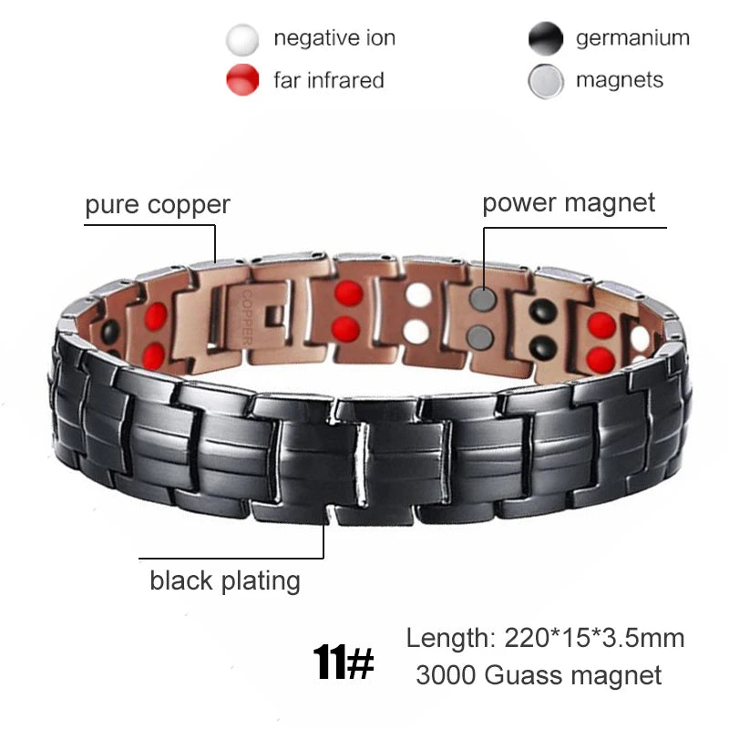 Men Magnetic Health Bracelet Pure Copper Power Energy Bracelet For Men Blood Pressure Magnets Bangles