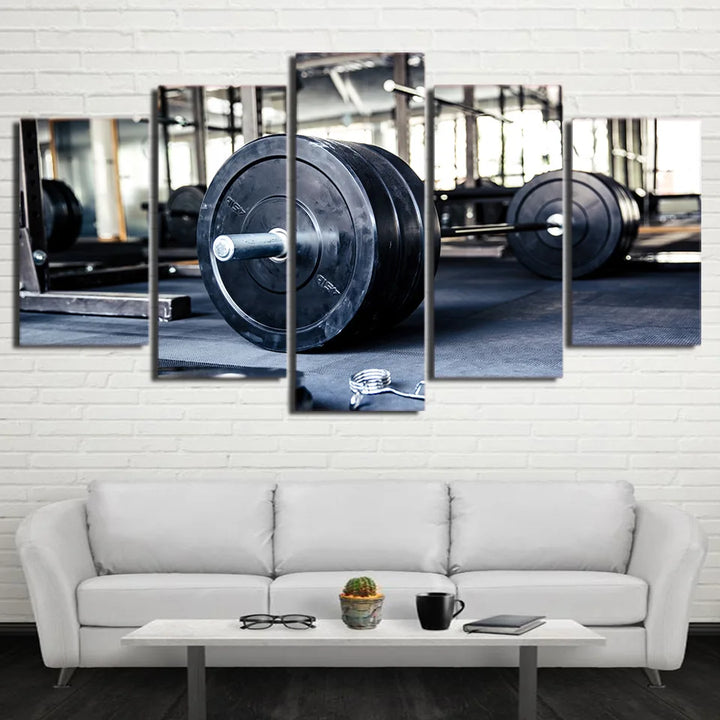 No Framed Canvas 5 Pieces Weightlifting Sports Gym Fit Wall Art