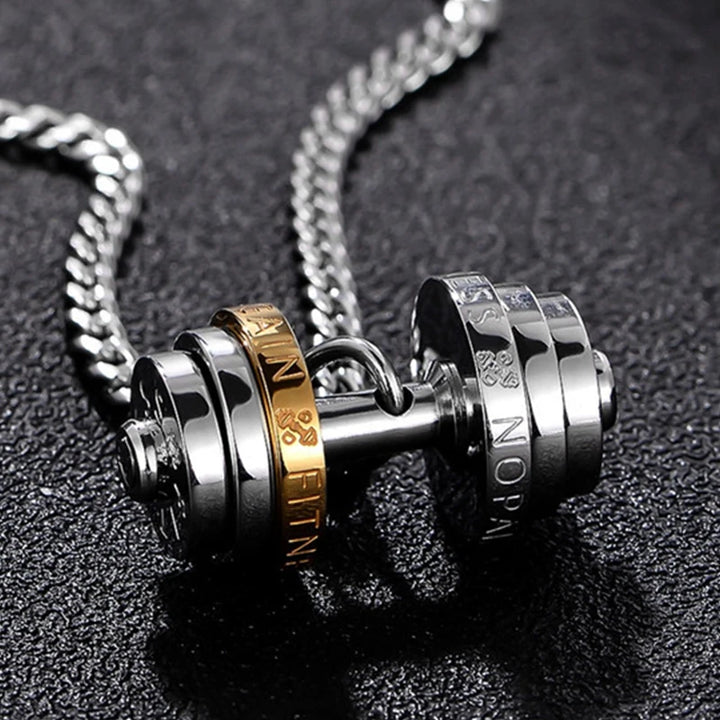 Stainless Steel Necklace Gym Barbell Necklace Mens Jewellery on the neck Fashionable Couple Pendan With A Barbell