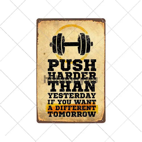 Gym Rule Metal Sign Fitness Motivational Quotes Poster Work Out Plaque