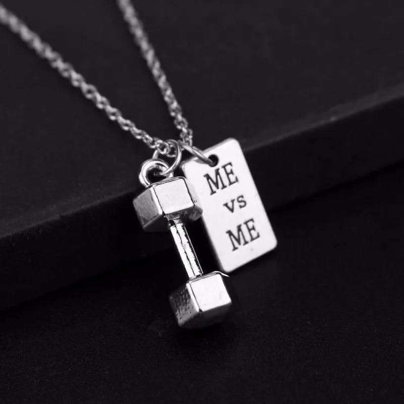 Fitness Gym Dumbbell Pendant Necklace Jewellery Bodybuilding Necklaces