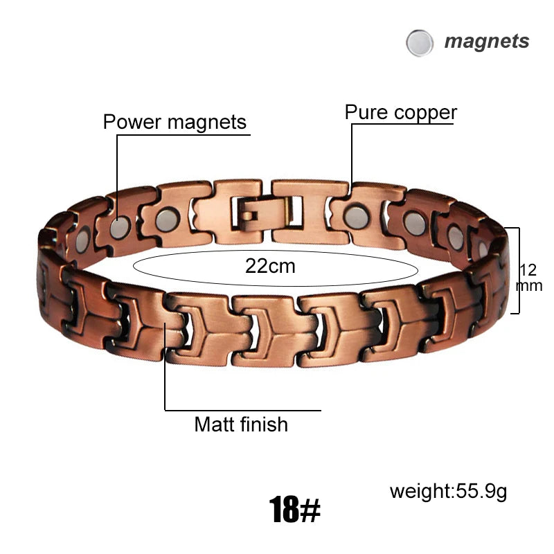 Men Magnetic Health Bracelet Pure Copper Power Energy Bracelet For Men Blood Pressure Magnets Bangles