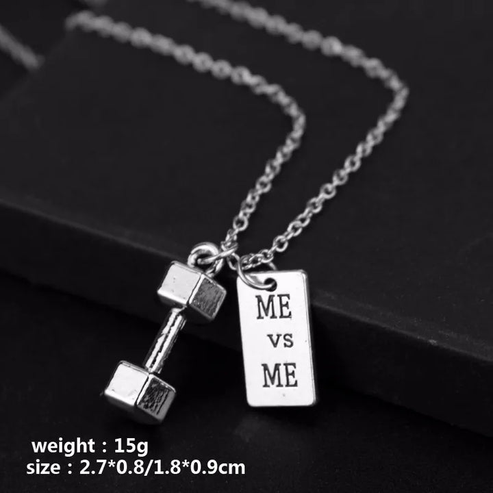 Fitness Gym Dumbbell Pendant Necklace Jewellery Bodybuilding Necklaces