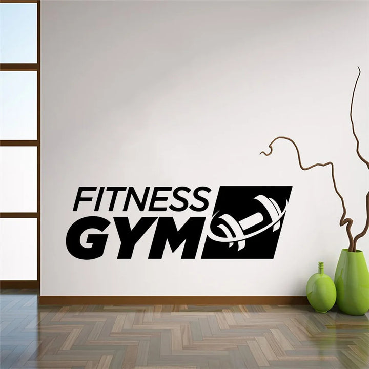 Fitness Gym Logo Wall Decal Sports Dumbbell Vinyl Interior Decoration