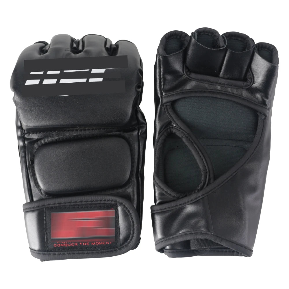 MMA Black ferocious fighting half-finger gloves Tiger muay thai boxing