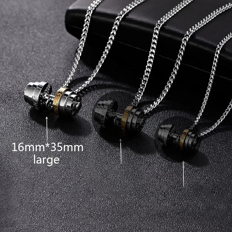 Stainless Steel Necklace Gym Barbell Necklace Mens Jewellery on the neck Fashionable Couple Pendan With A Barbell