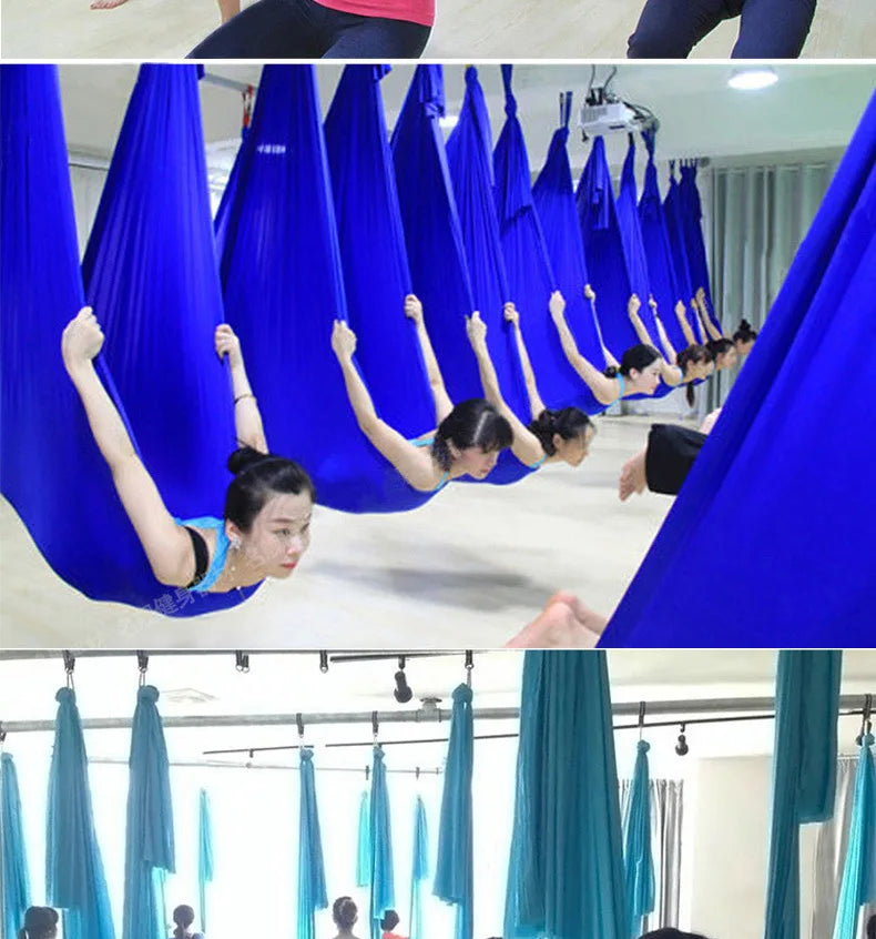 Elastic 5 Meters 2017 Aerial Yoga Hammock Flying Swing Latest Multifunction Anti-gravity Yoga Belts for yoga training Yoga belt