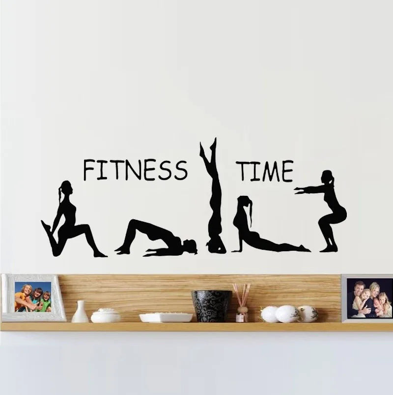 Fitness Time Wall Stickers Sport Girls Gymnast Yoga Art Murals Gym