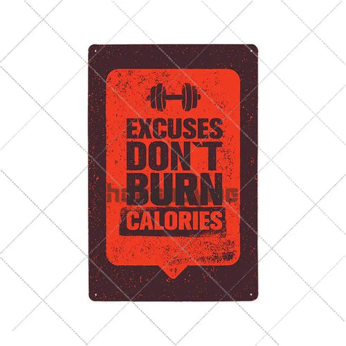 Gym Rule Metal Sign Fitness Motivational Quotes Poster Work Out Plaque