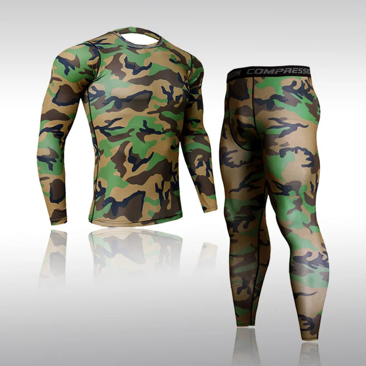 Quick Dry Camouflage Men's Running Sets Compression Sports Suits Skinny Tights Clothes Gym Rashguard Fitness Sportswear Men 2025