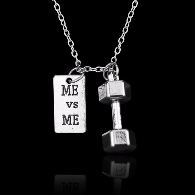 Fitness Gym Dumbbell Pendant Necklace Jewellery Bodybuilding Necklaces