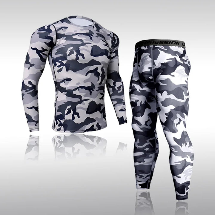 Quick Dry Camouflage Men's Running Sets Compression Sports Suits Skinny Tights Clothes Gym Rashguard Fitness Sportswear Men 2025