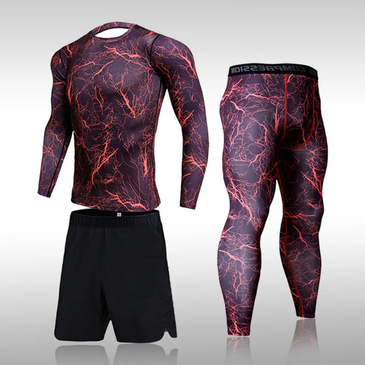 Quick Dry Camouflage Men's Running Sets Compression Sports Suits Skinny Tights Clothes Gym Rashguard Fitness Sportswear Men 2025