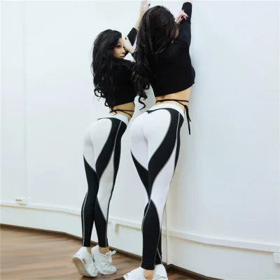 Heart Shape Leggings Women New Red Black Color High Waist Pants