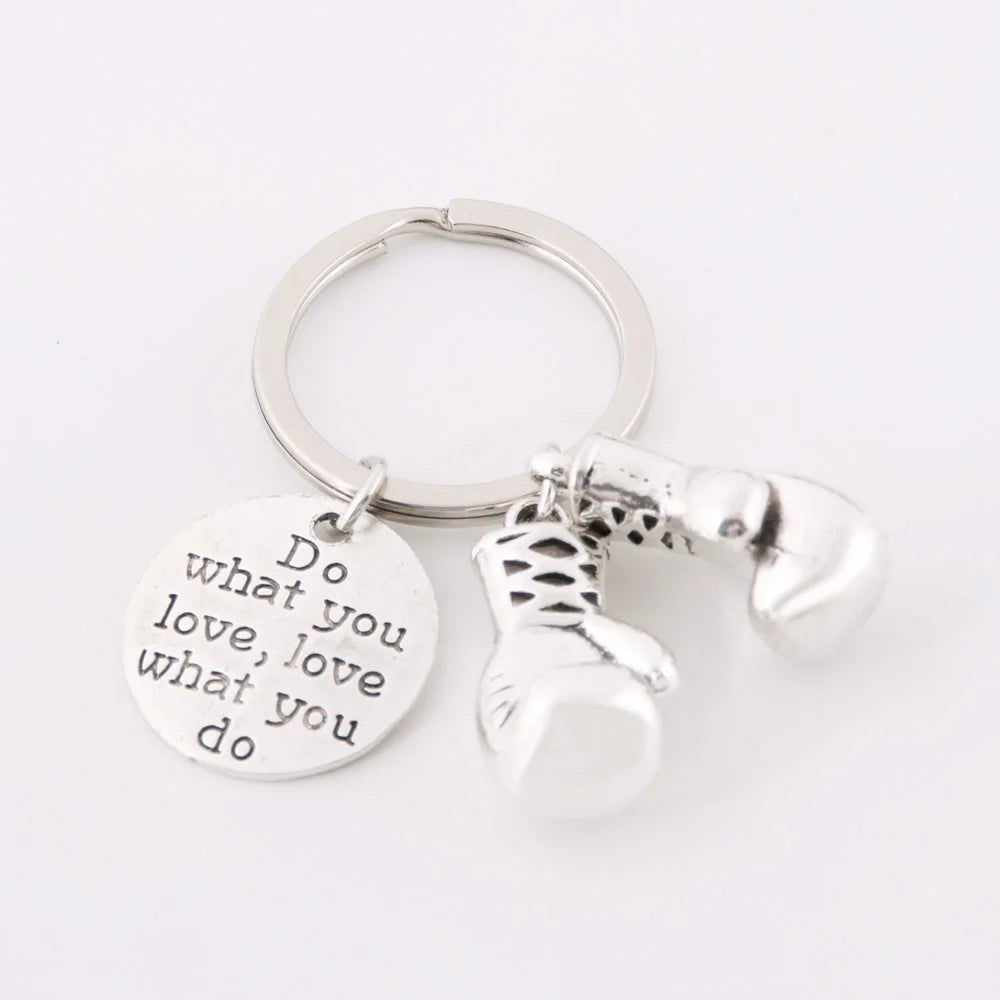 New Metal Boxing Gloves Keychain Letter Do What You Love Sports Key