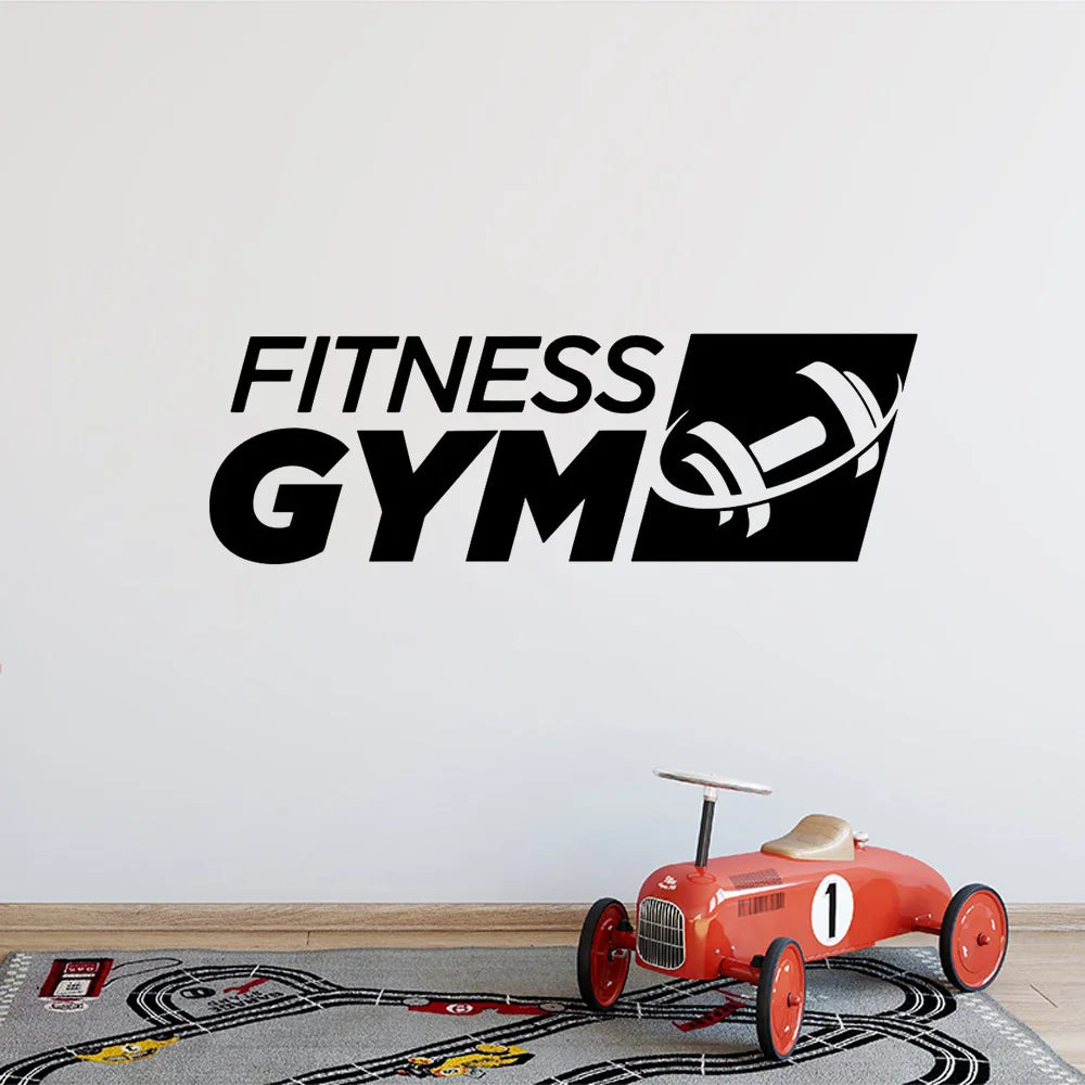Fitness Gym Logo Wall Decal Sports Dumbbell Vinyl Interior Decoration