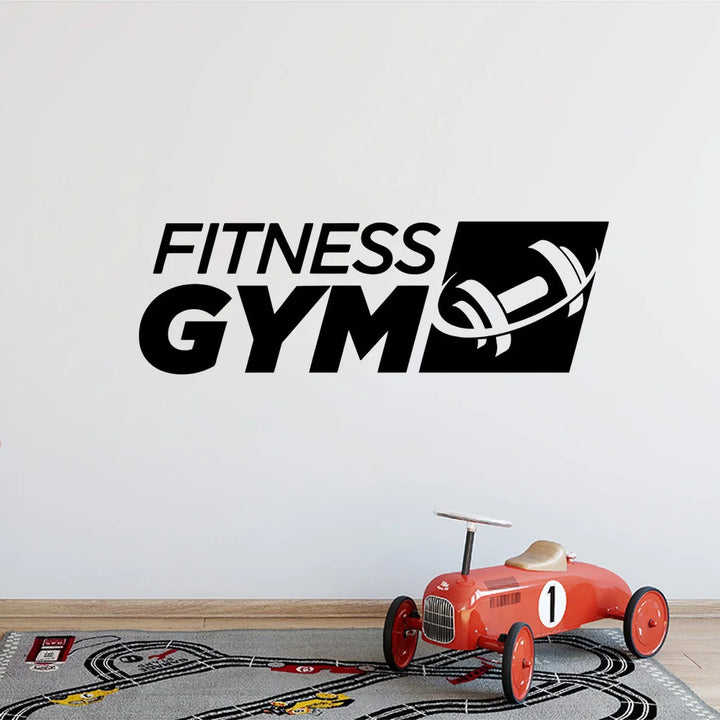 Fitness Gym Logo Wall Decal Sports Dumbbell Vinyl Interior Decoration